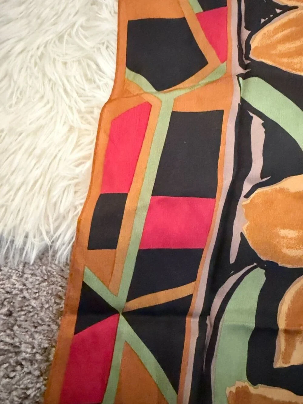 Vintage Vera Silk Rectangle Scarf Colorful Floral Flowers